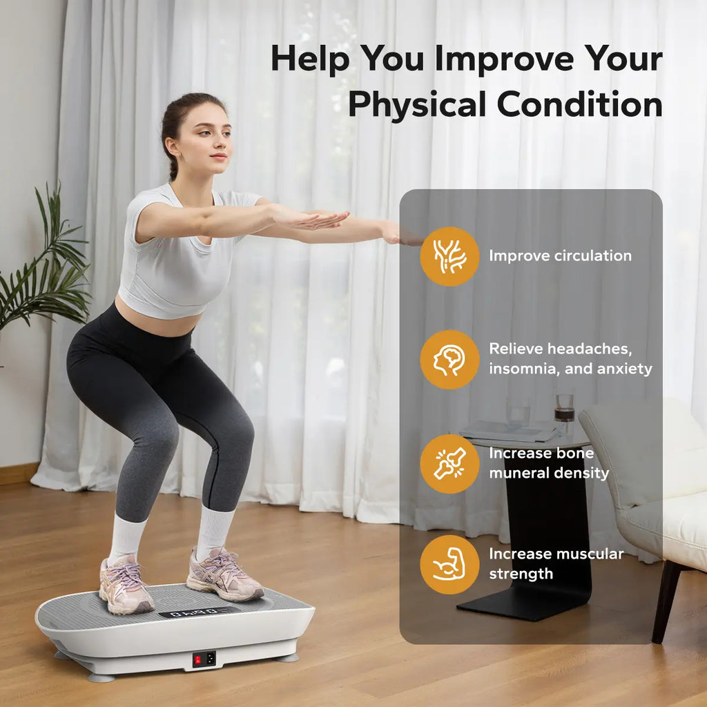 400LBS Compact Vibration Plate with Lymphatic Drainage, Full Body Home Workout Machine