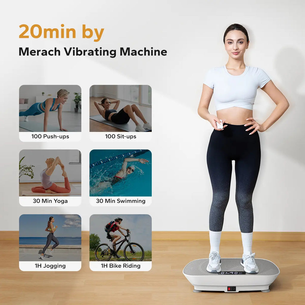 400LBS Compact Vibration Plate with Lymphatic Drainage, Full Body Home Workout Machine