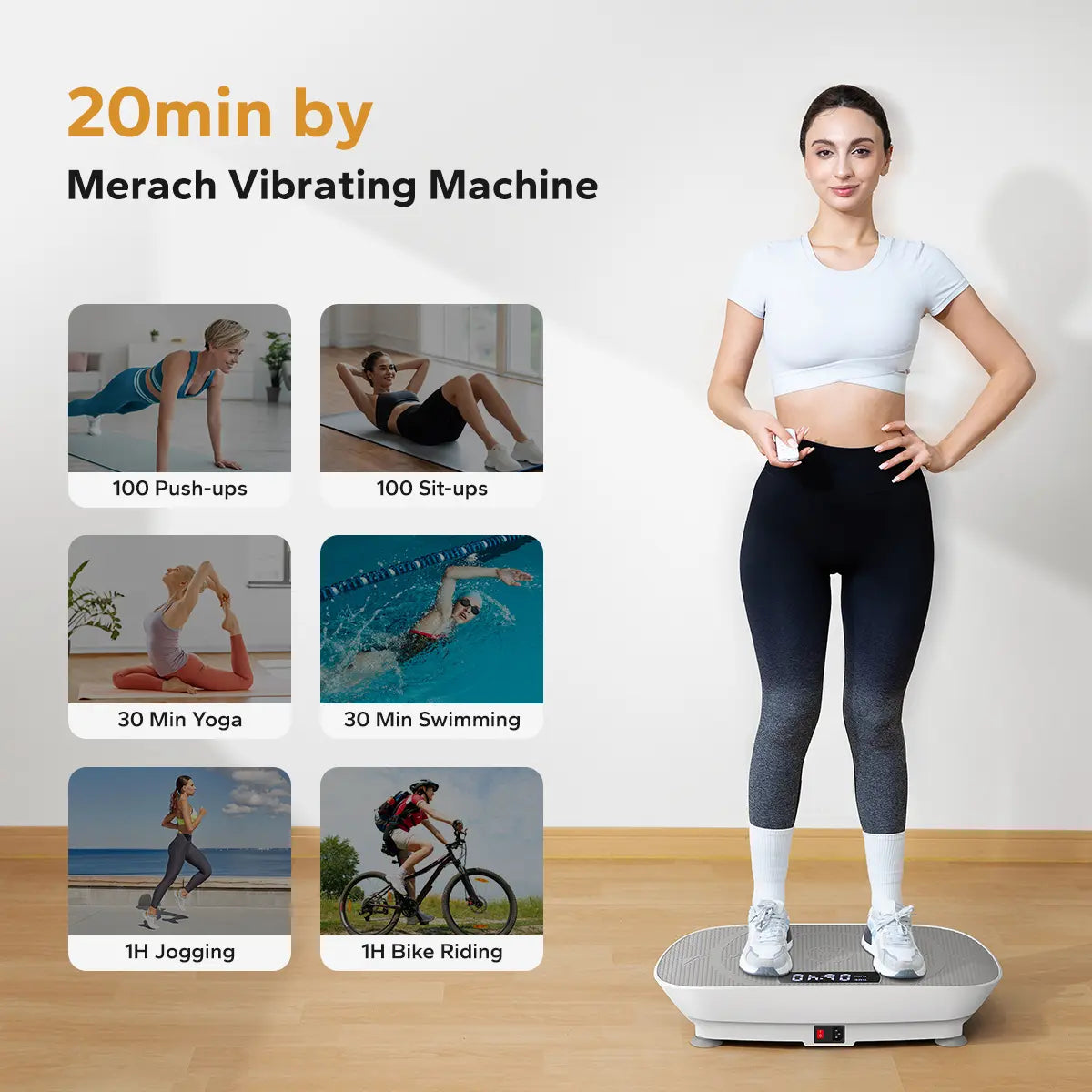400LBS Compact Vibration Plate with Lymphatic Drainage, Full Body Home Workout Machine
