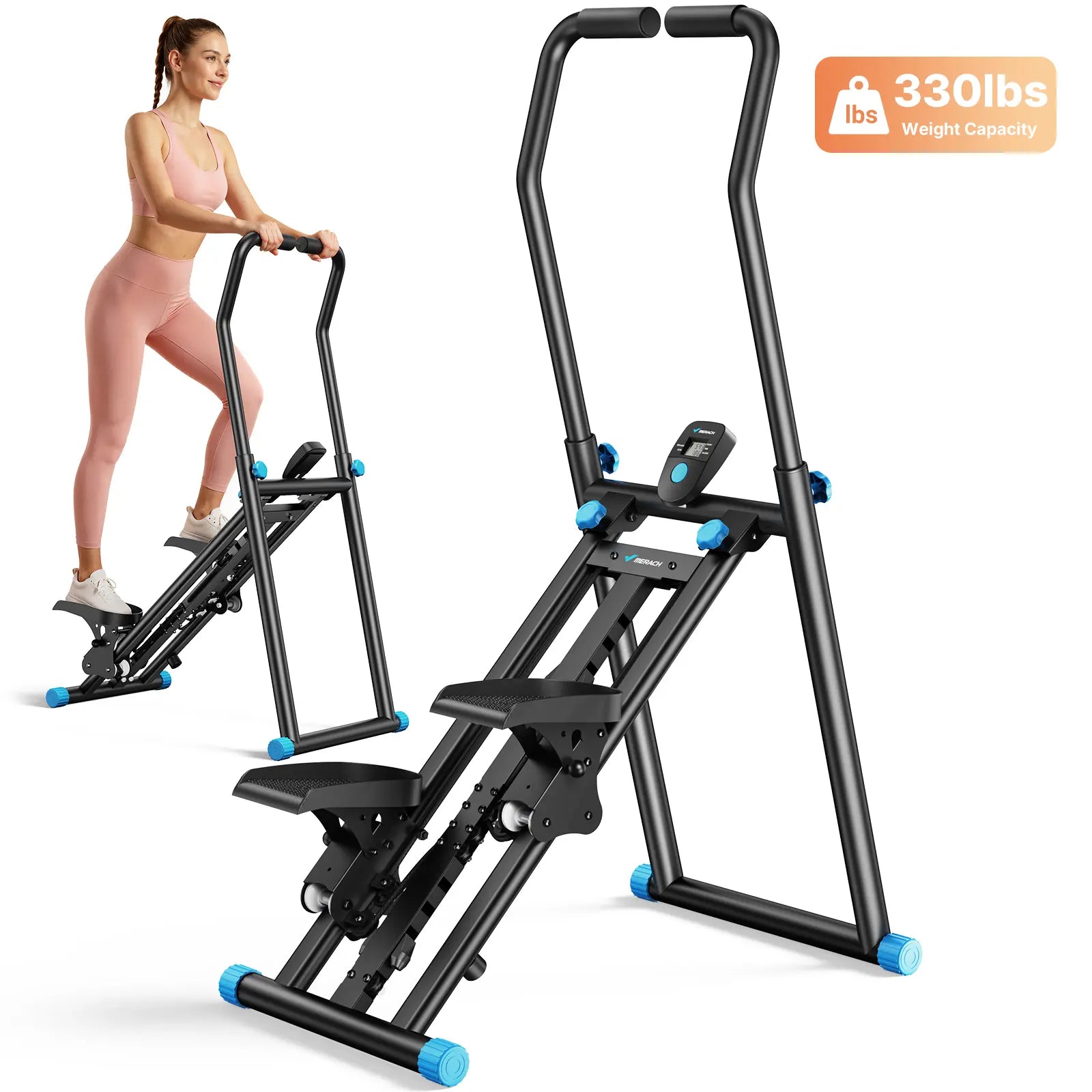 Quiet Vertical Stair Stepper with Adjustable Pedals 330LBS Capacity