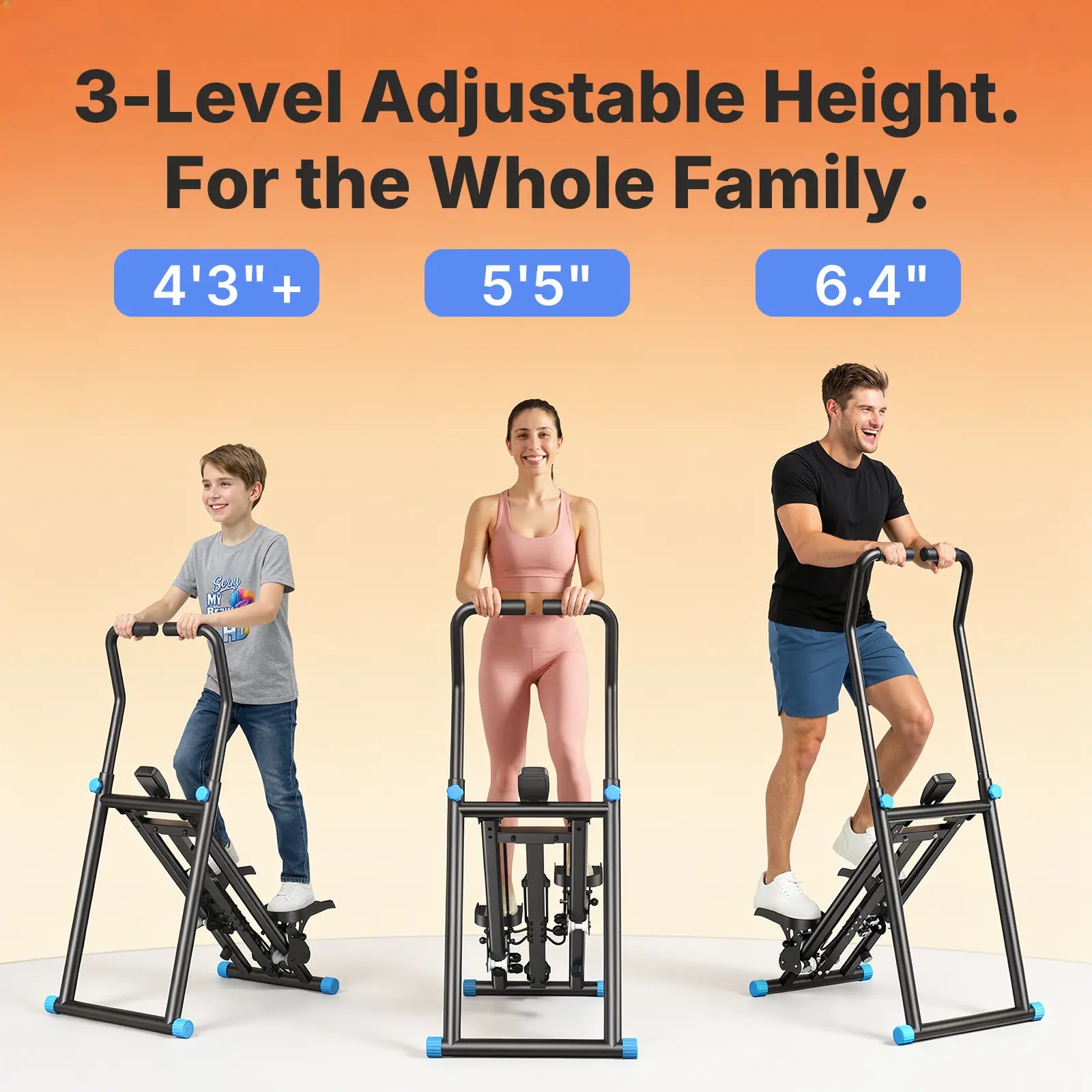 Quiet Vertical Stair Stepper with Adjustable Pedals 330LBS Capacity