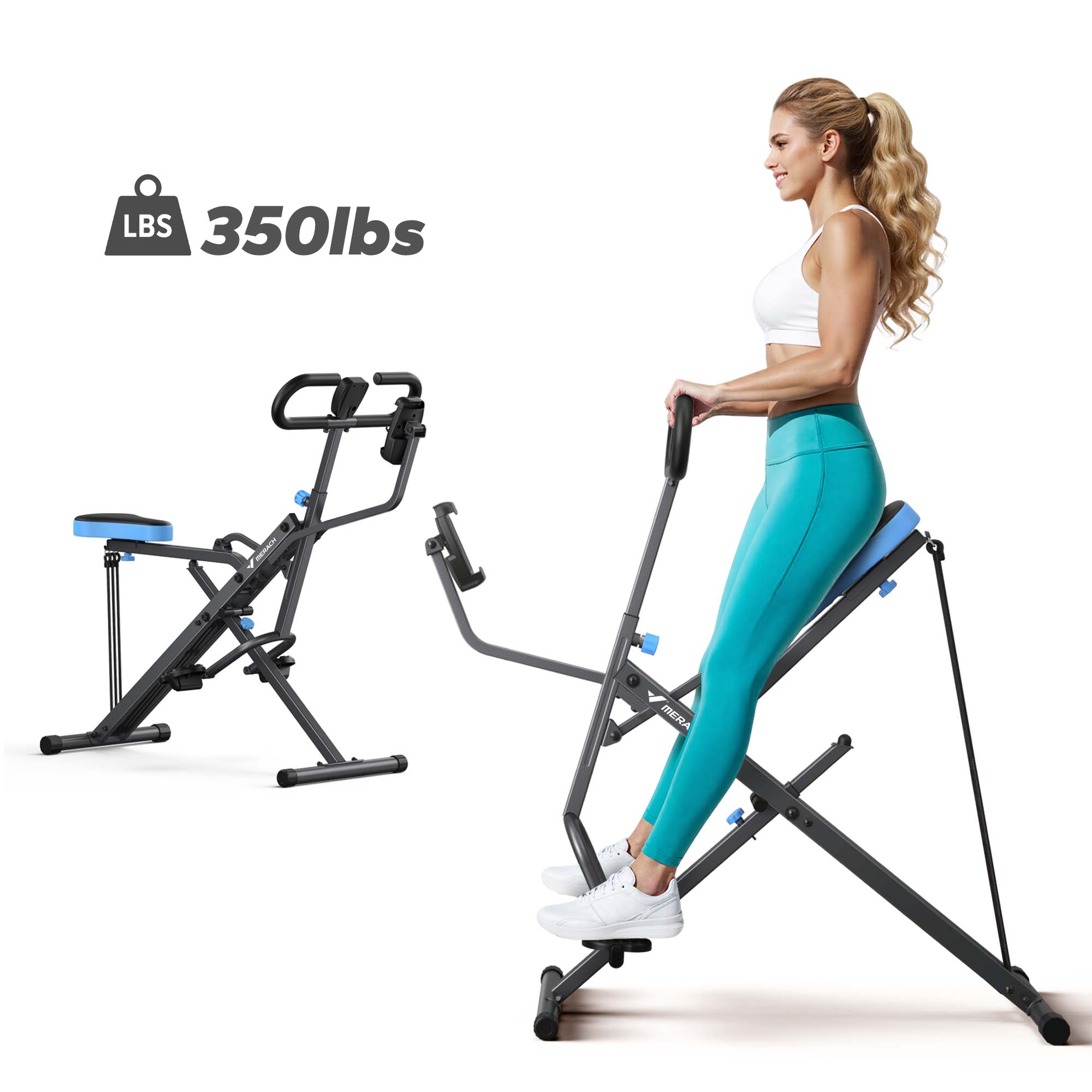 2-in-1 Squat Rowing Machine 350LBS Adjustable Resistance with LCD Monitor
