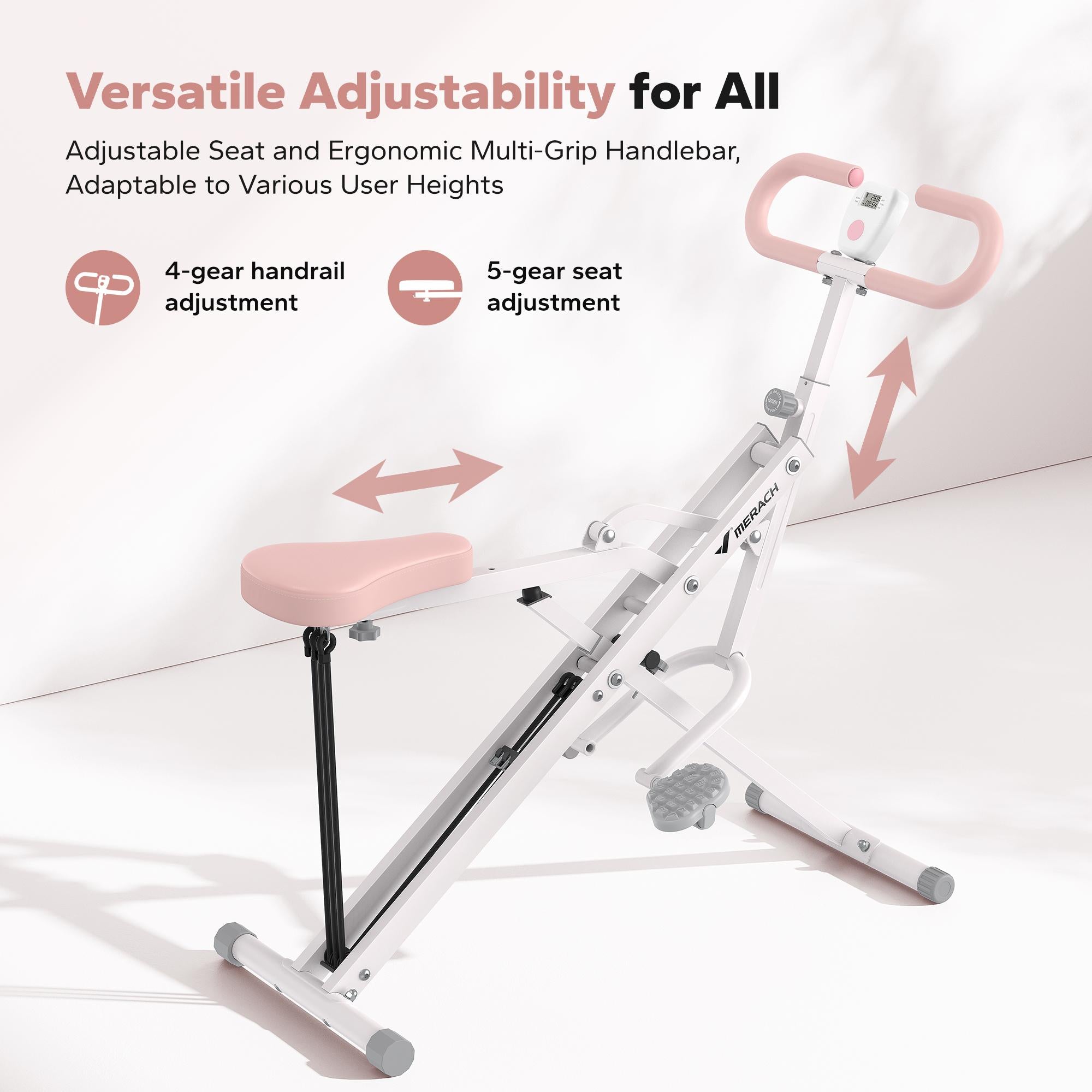 2-in-1 Squat Rowing Machine, 350LBS Weight Capacity Adjustable Resistance Trainer with LCD Monitor, Full Body Workout Equipment for Home Gym