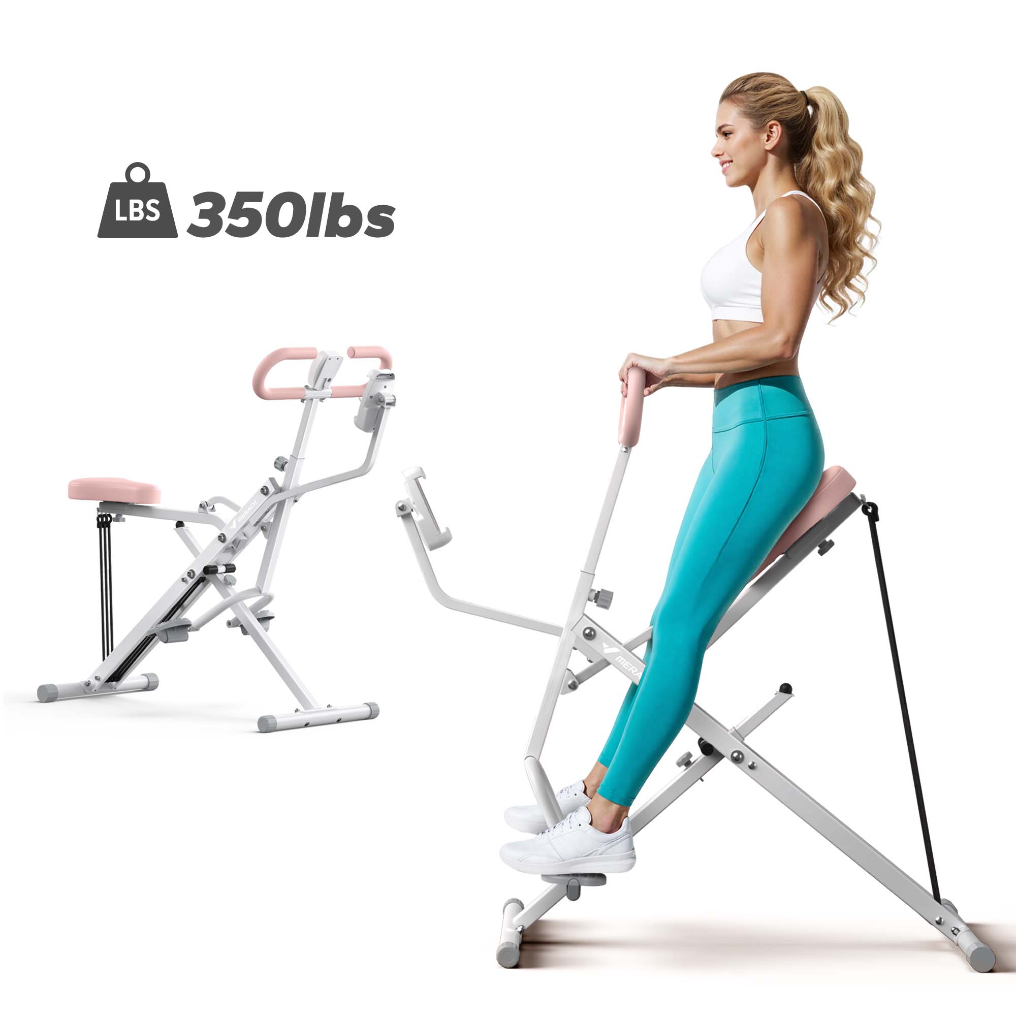 2-in-1 Squat Rowing Machine 350LBS Adjustable Resistance with LCD Monitor